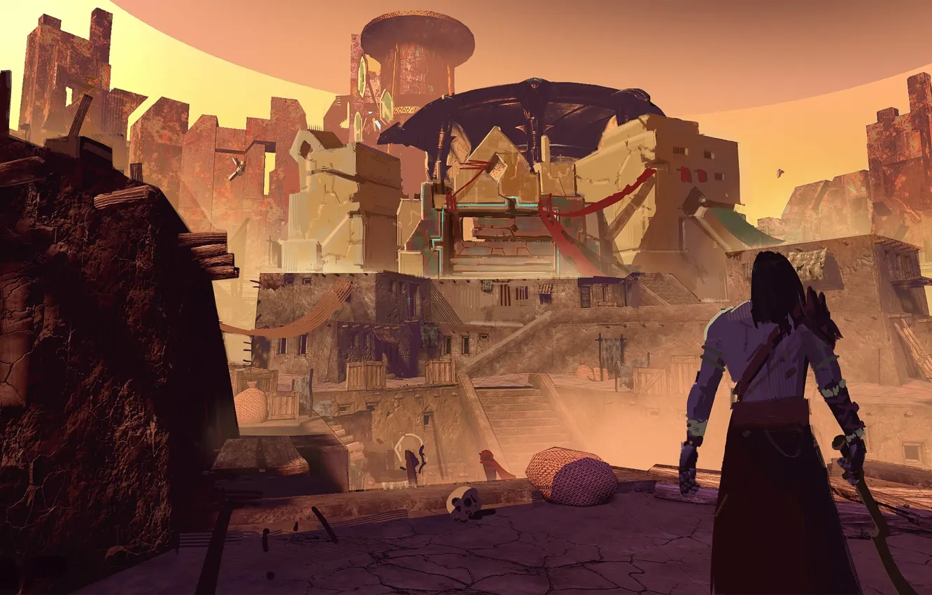 Photo wallpaper the city, desert, warrior, male, ELDERBORN