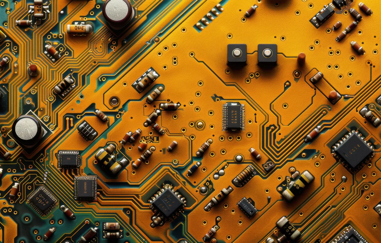 Photo wallpaper motherboard, electronics, connectors, components