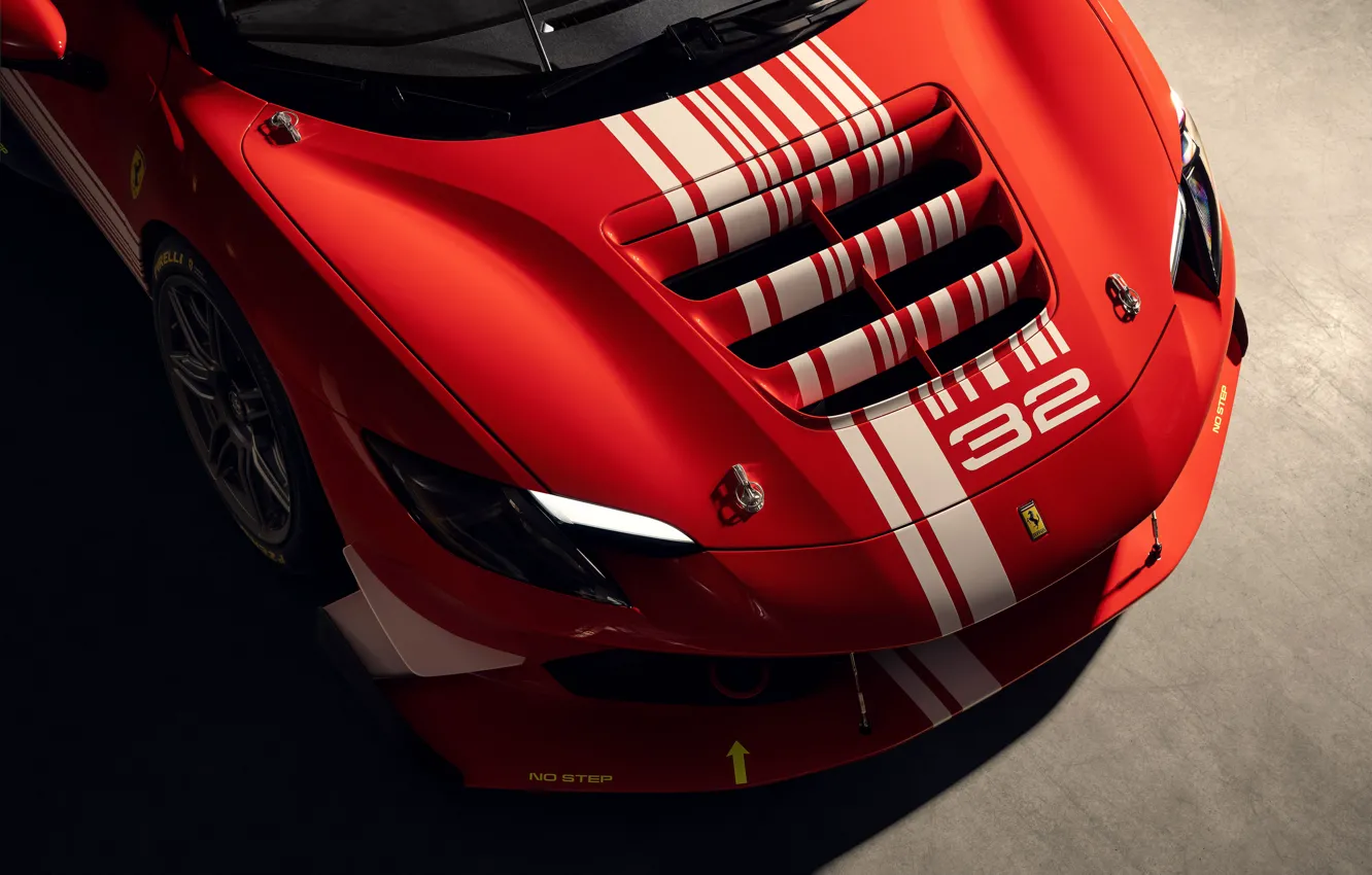 Photo wallpaper Ferrari, logo, front, 296, Ferrari 296 Challenge