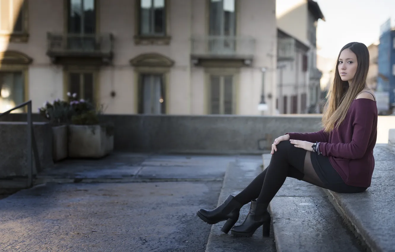 Photo wallpaper look, face, background, model, legs, Giorgia