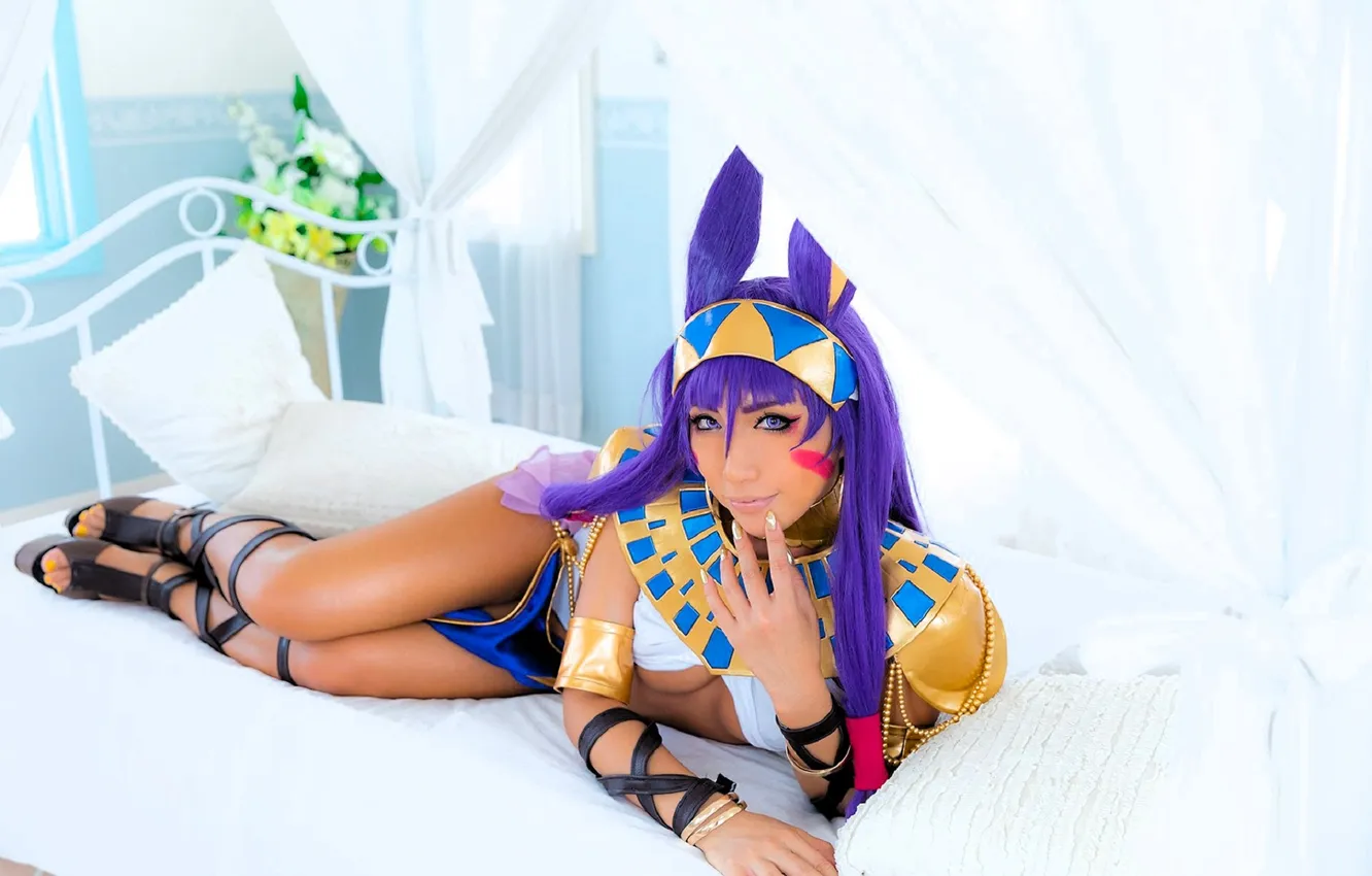 Photo wallpaper girl, bed, cosplay, canopy, tulle, Nonsummerjack