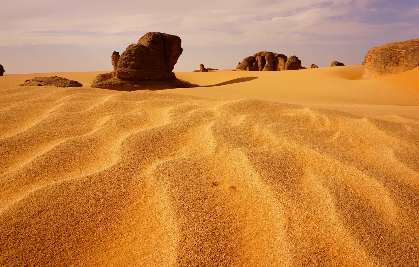 Photo wallpaper sand, the sky, stones, desert, dunes, sugar, Algeria