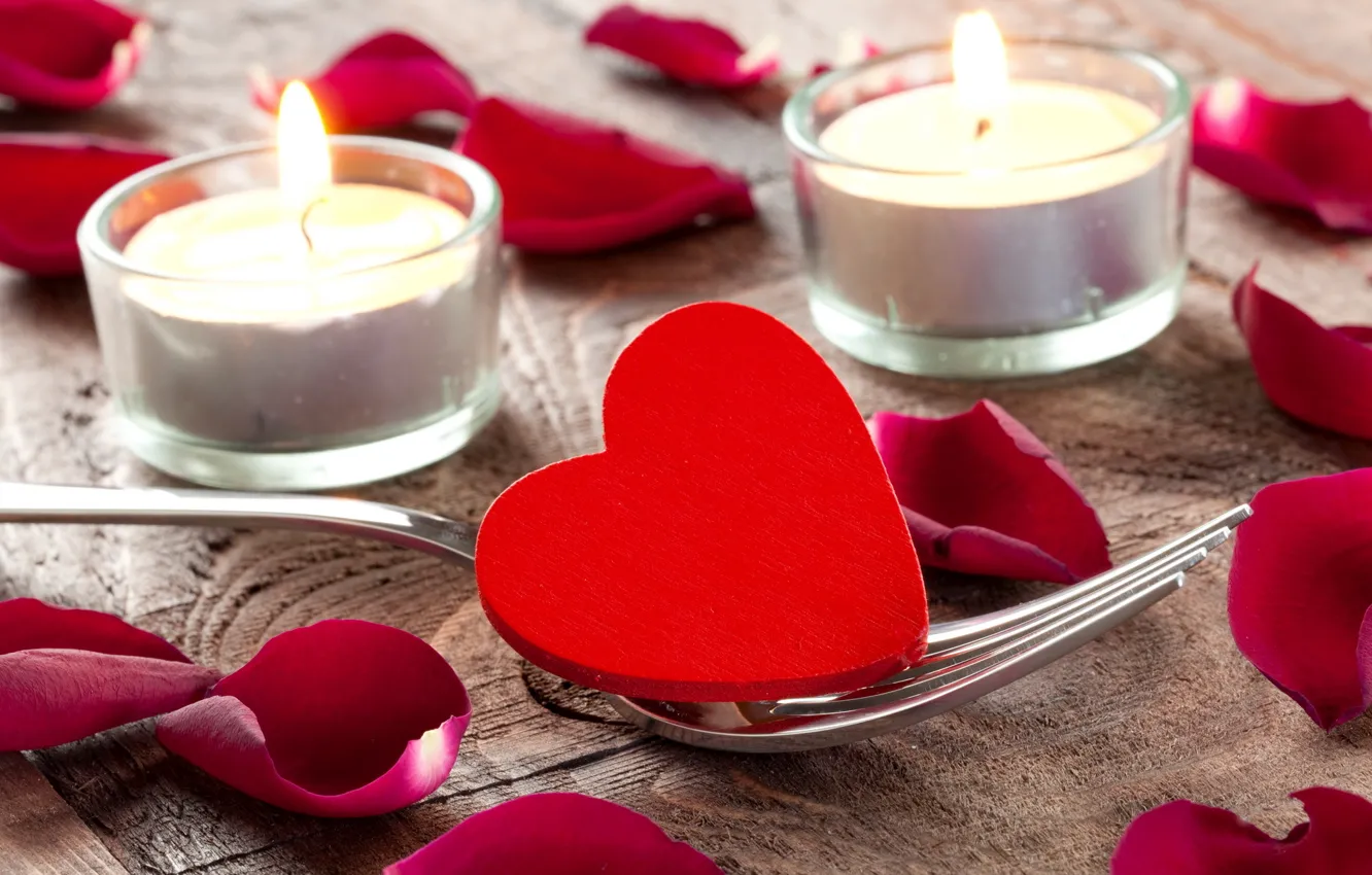 Photo wallpaper heart, candles, plug