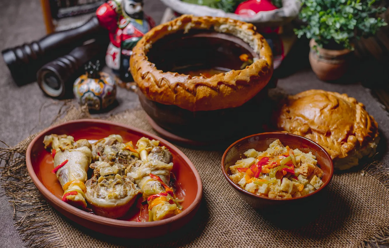 Photo wallpaper meat, pepper, lamb, onion, dish, traditional, cooling