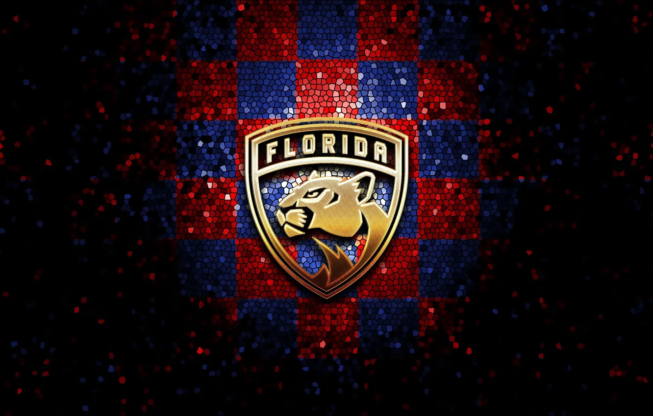 Photo wallpaper wallpaper, sport, logo, NHL, hockey, glitter, checkered, Florida Panthers