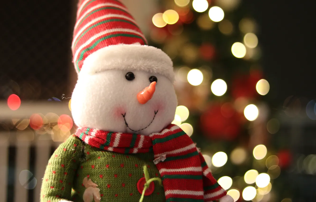 Photo wallpaper winter, smile, room, holiday, hat, toy, scarf, Christmas
