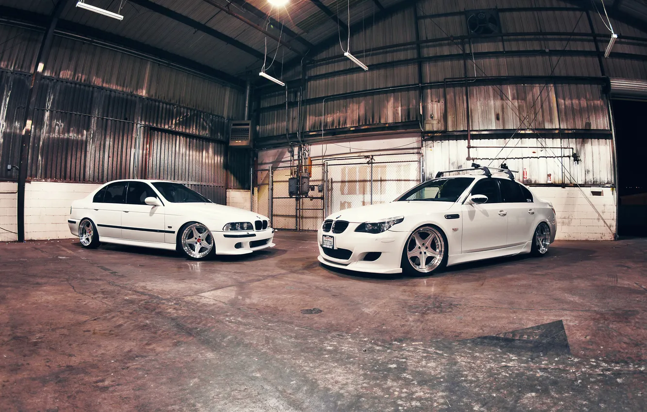 Photo wallpaper white, tuning, BMW, BMW, drives, tuning, E39, stance