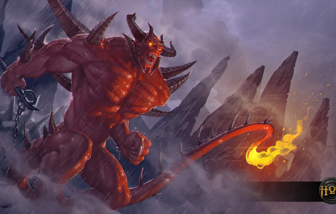 Photo wallpaper lights, tail, horns, monster, Heroes of Newerth, moba, scarlord