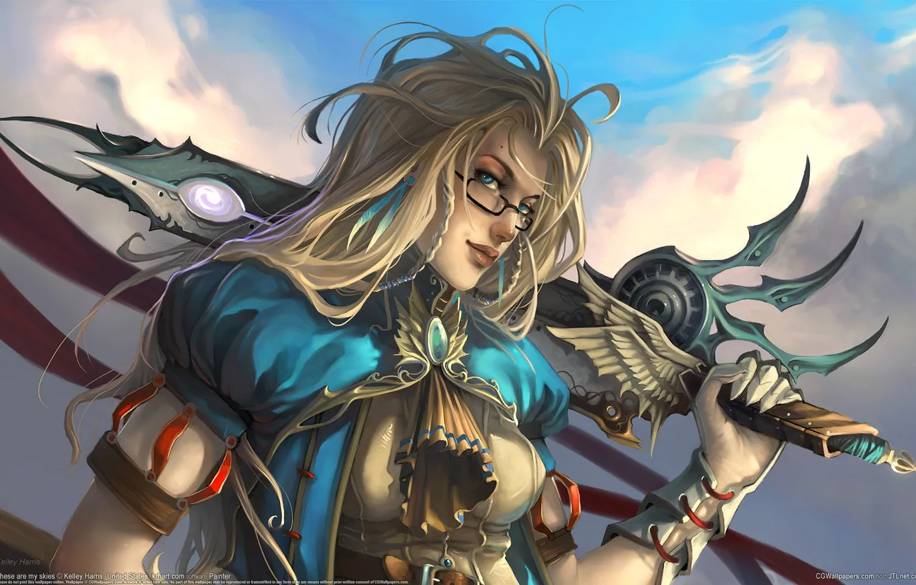 Photo wallpaper weapons, the game, warrior, United States, Kelley Harris, girl. glasses