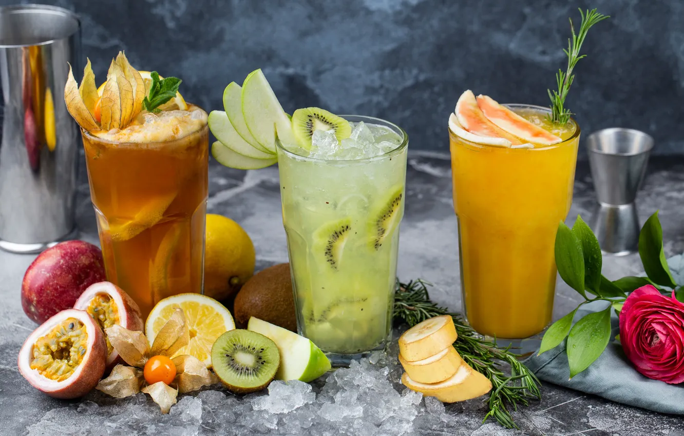 Photo wallpaper berries, cocktail, fruit, cuts