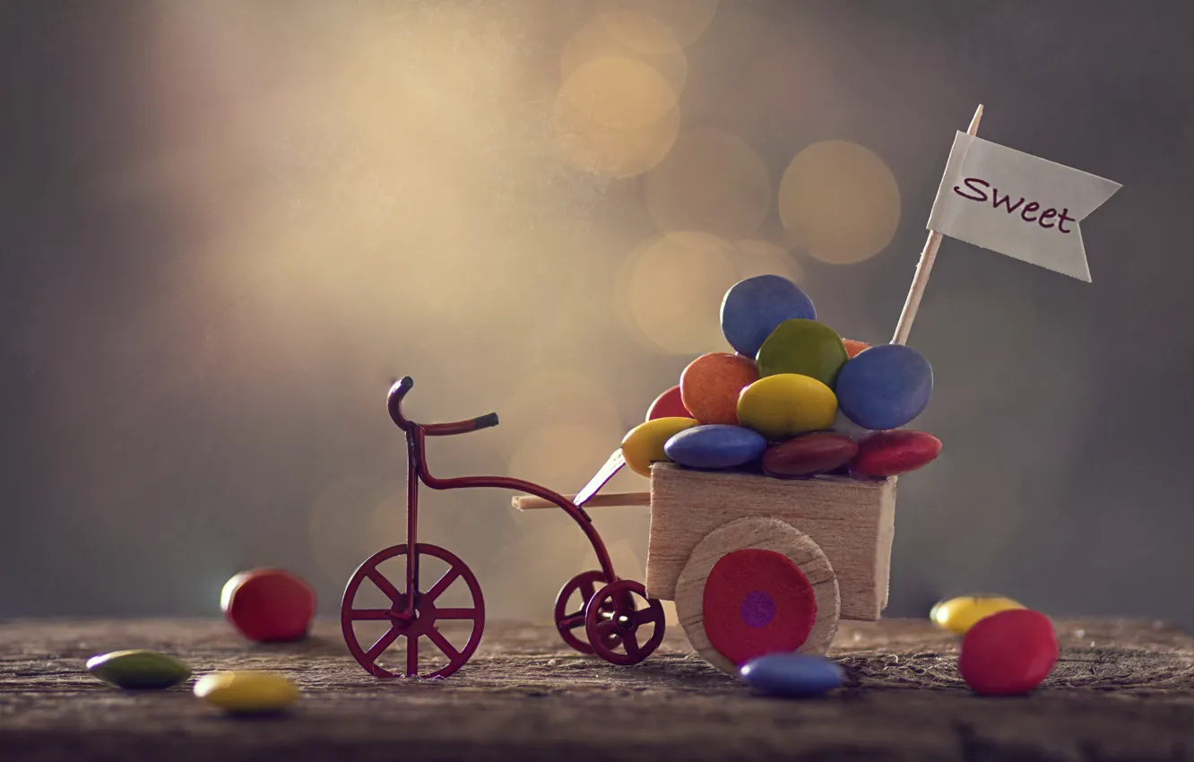 Photo wallpaper bike, candy, truck, Sweet