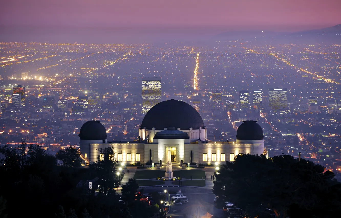Photo wallpaper city, the city, USA, Los Angeles, California, Griffith Observatory