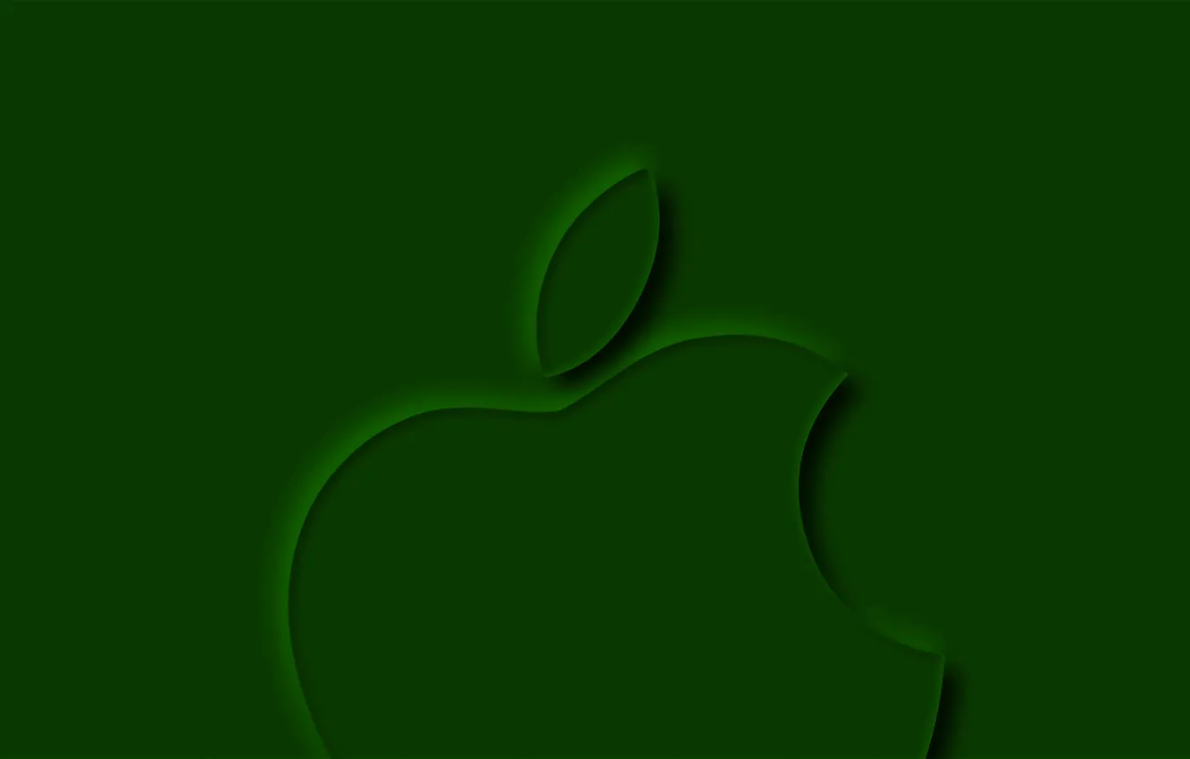 Photo wallpaper Apple, minimal, creative, Apple logo, Apple 3D logo, Apple minimalism, green backgrounds, Apple green logo