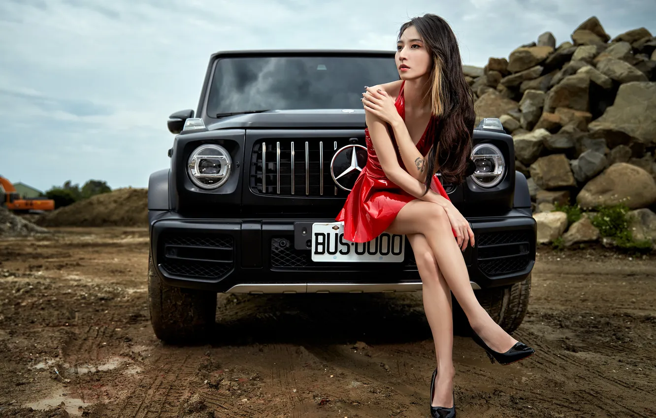 Photo wallpaper machine, girl, Asian