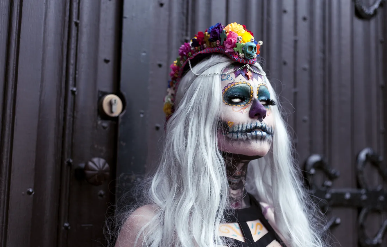 Photo wallpaper face, style, paint, day of the dead, day of the dead