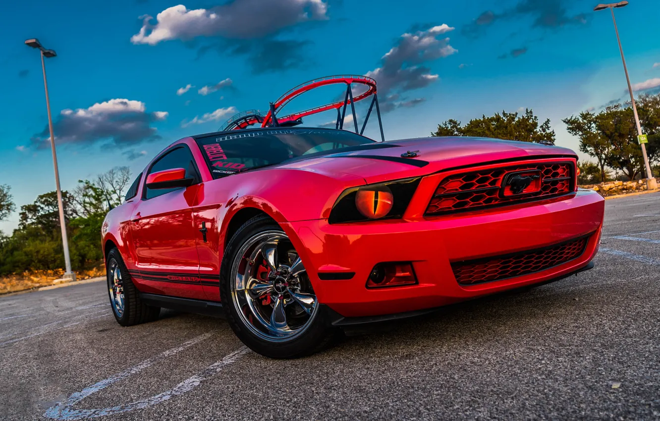 Photo wallpaper Mustang, Ford, Red, The, Kid