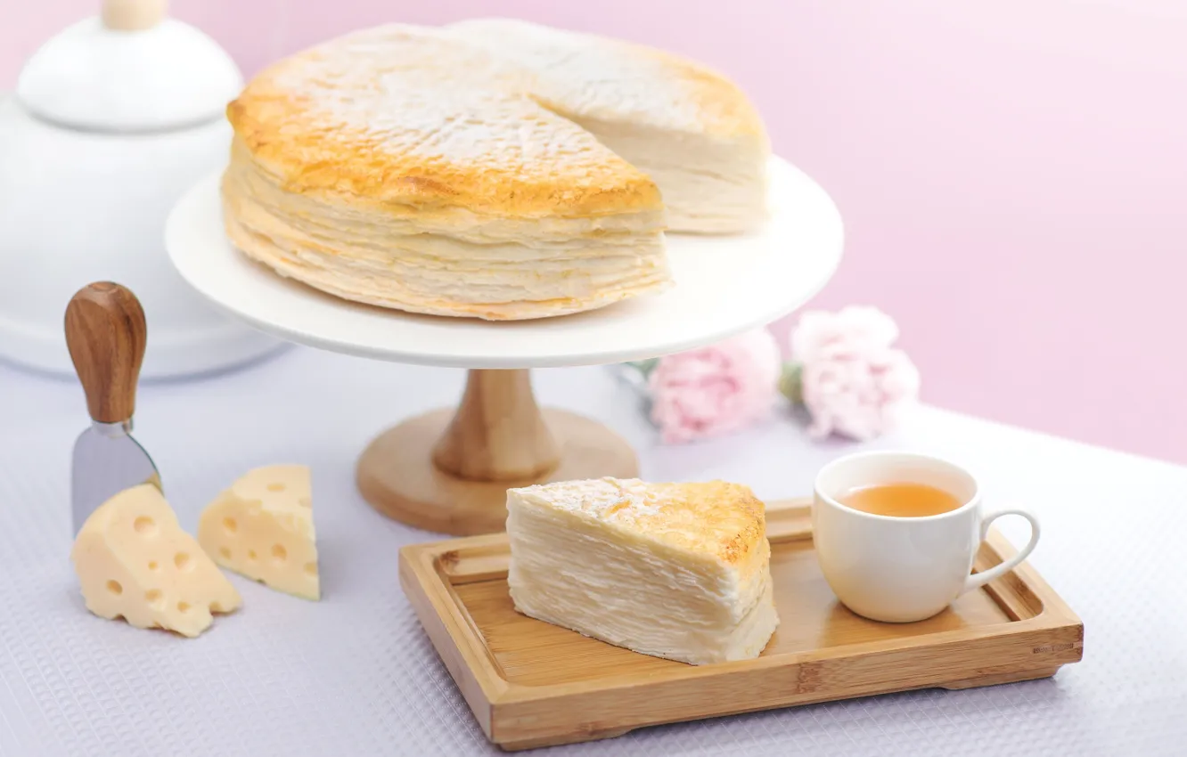 Photo wallpaper tea, cheese, pie, cakes