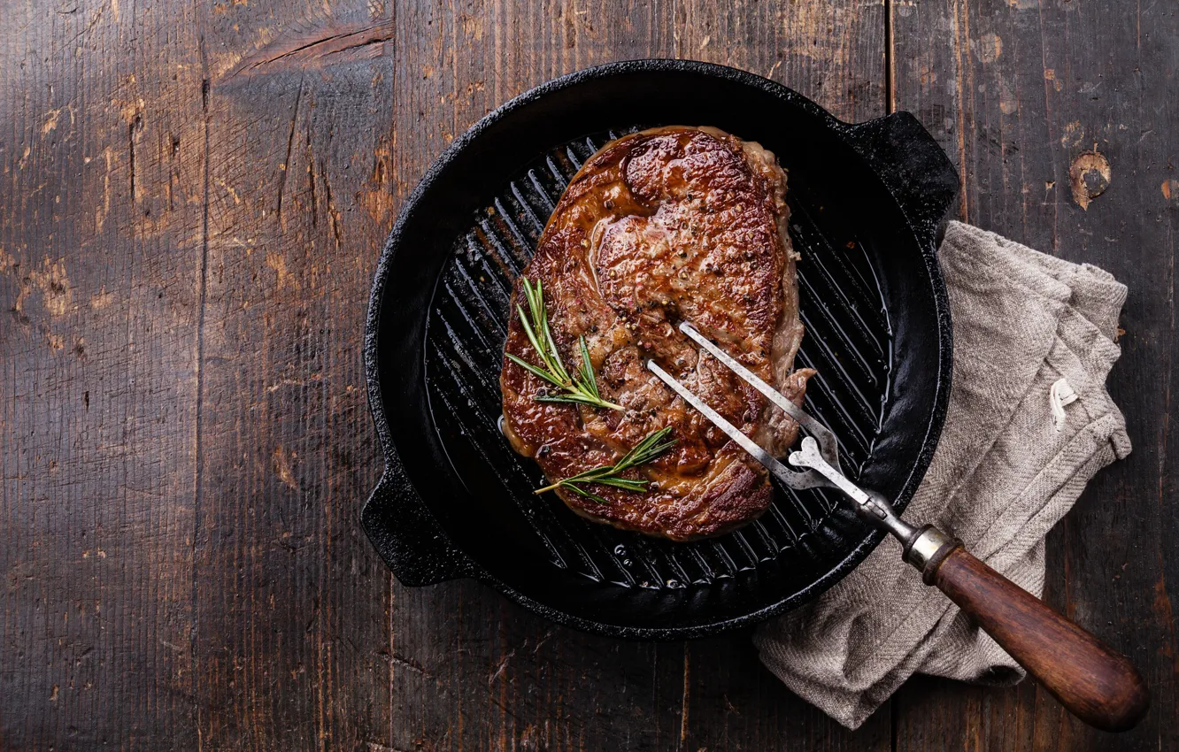 Photo wallpaper meat, rosemary, steak