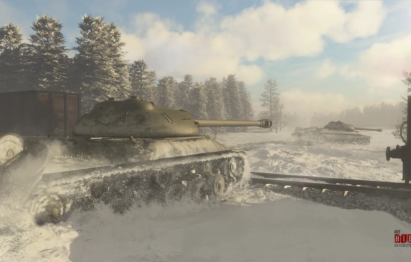 Photo wallpaper USSR, tank, winter, tank, war thunder, hibikirus, is3, Joseph Stalin