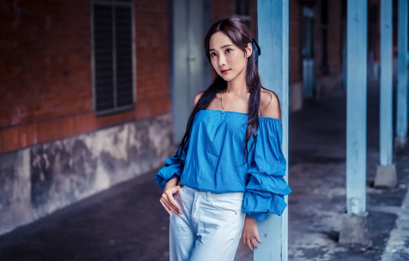 Photo wallpaper look, blouse, Asian