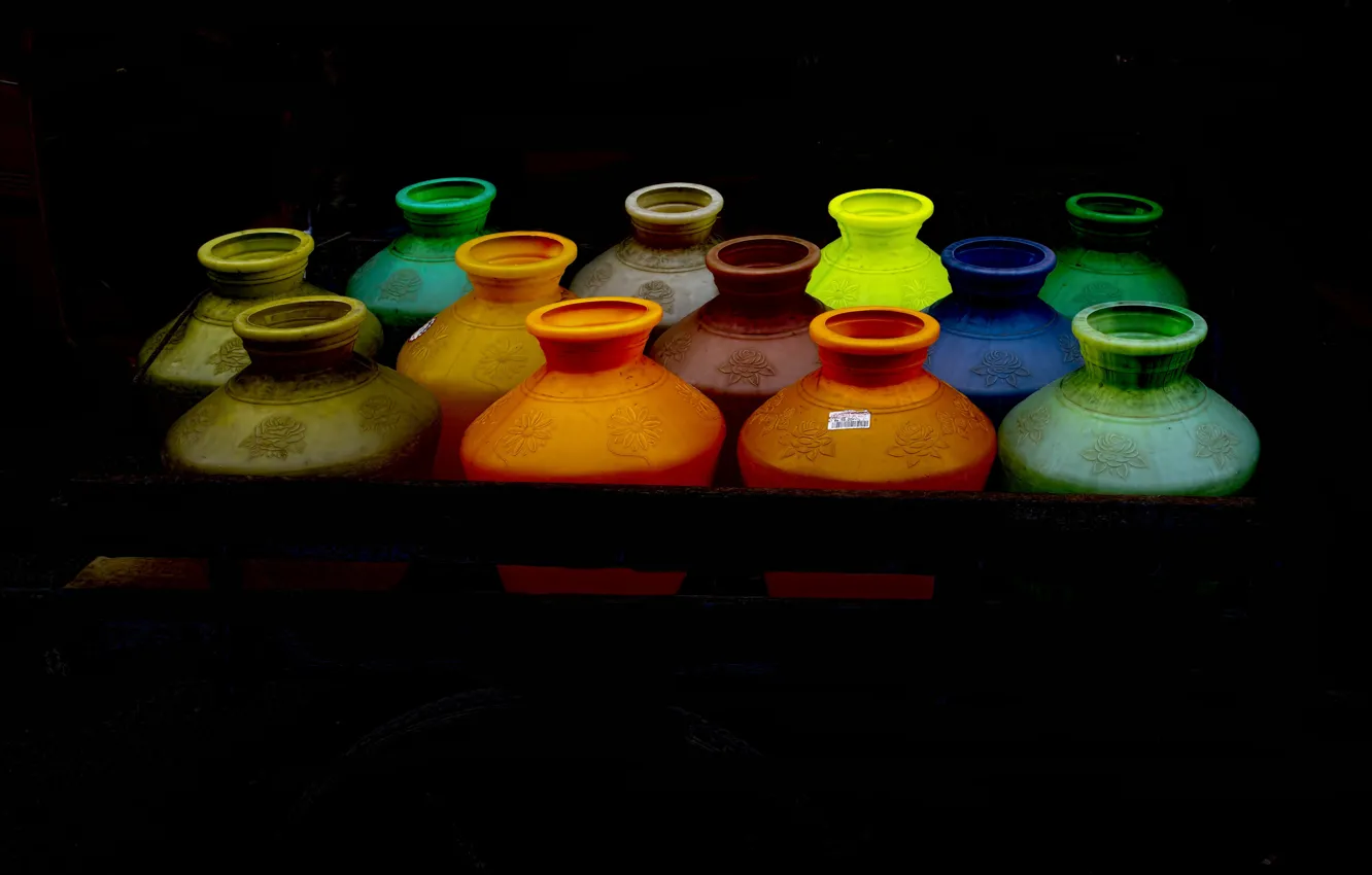 Photo wallpaper colors, darkness, Buckets