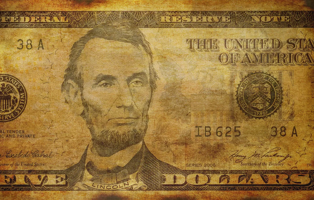Photo wallpaper dollars, linсoln, bills