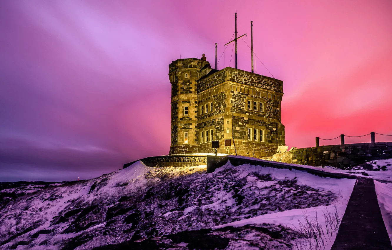 Photo wallpaper tower, lighting, Newfoundland