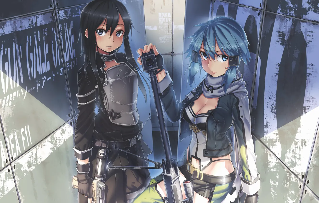 Photo wallpaper gun, weapons, rifle, sword art online, Kirito, Kirigaya Kazuto, shinon, shino wand