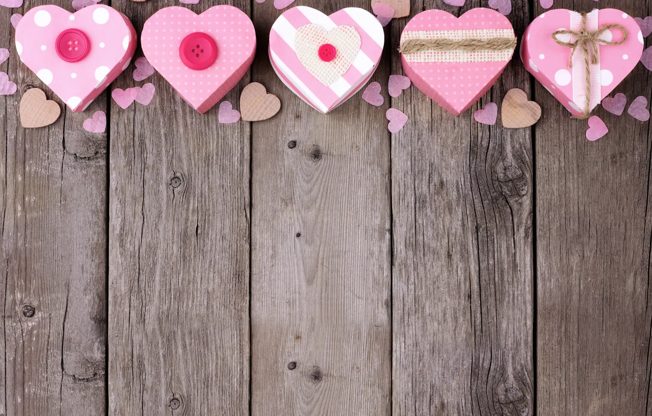 Photo wallpaper love, hearts, love, wood, pink, romantic, hearts