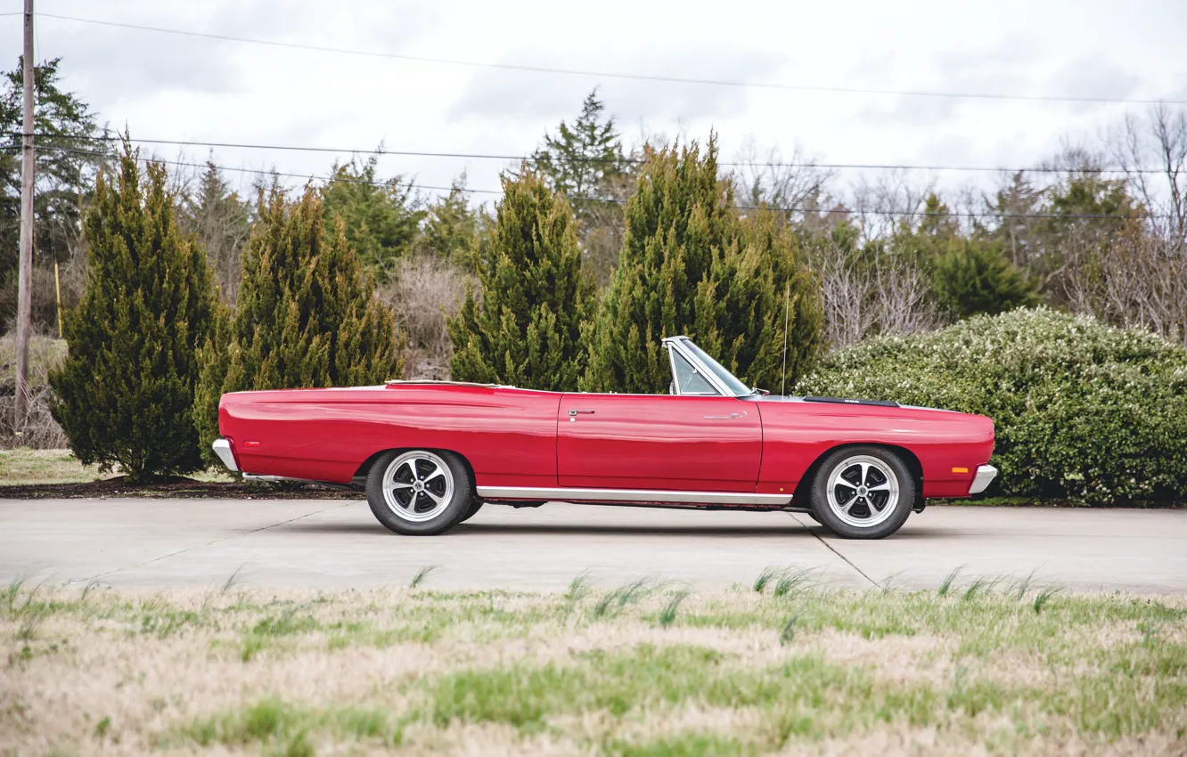 Photo wallpaper 1969, red, Plymouth, Road Runner, Plymouth Road Runner Convertible