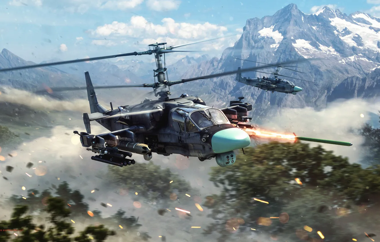 Photo wallpaper helicopter, War Thunder, attack helicopter