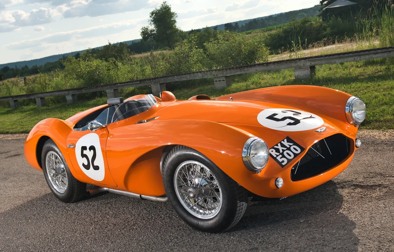 Photo wallpaper orange, Aston Martin, 1953, classic, the front, Aston Martin, beautiful car, DB3S