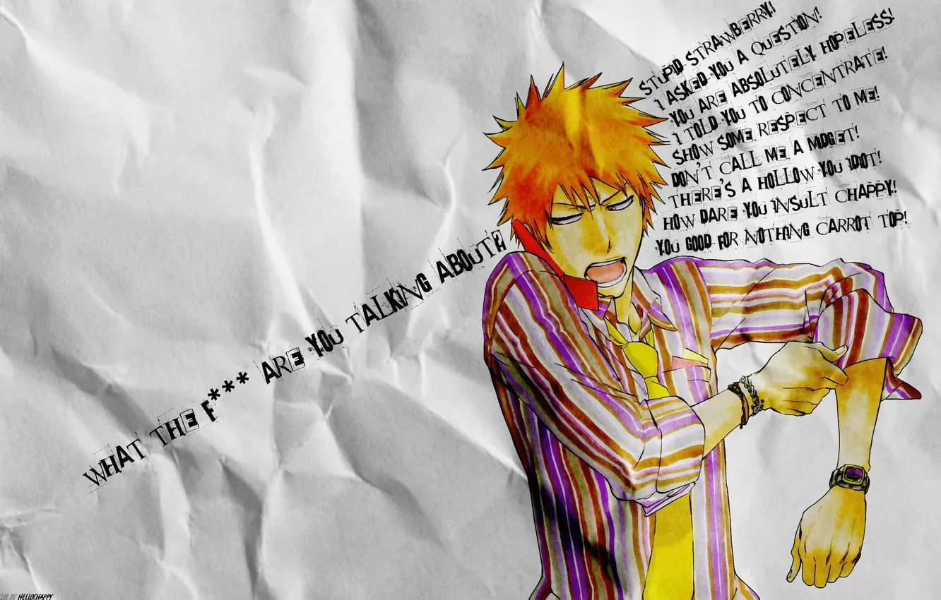 Photo wallpaper face, paper, phone, jacket, Bleach, Bleach, Ichigo, Kurosaki