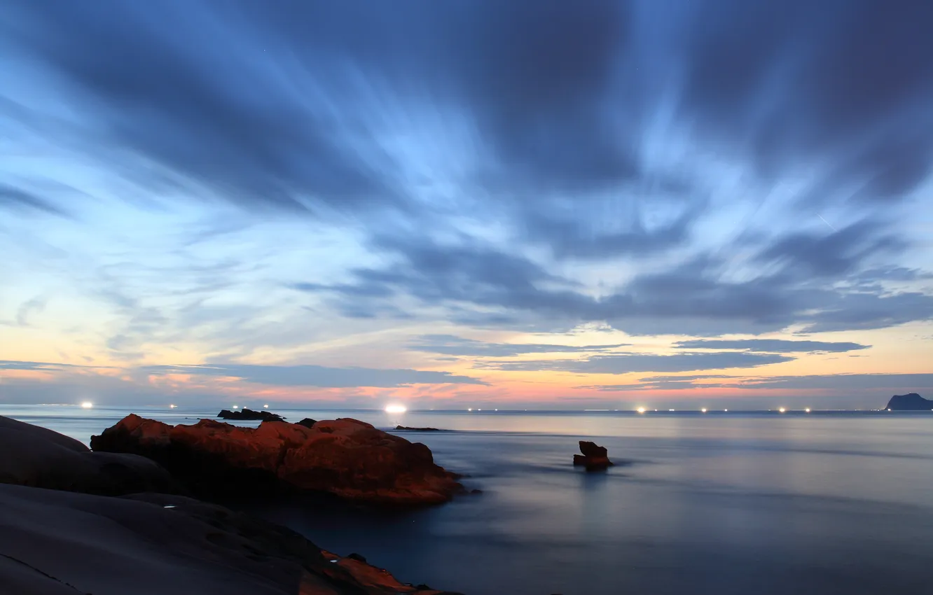 Photo wallpaper sea, the sky, sunset