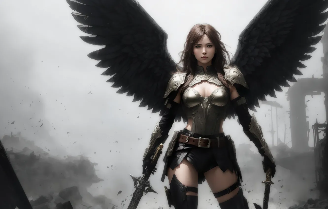 Photo wallpaper battlefield, girl, armor, art, painting, digital art, fantasy art, valkyrie