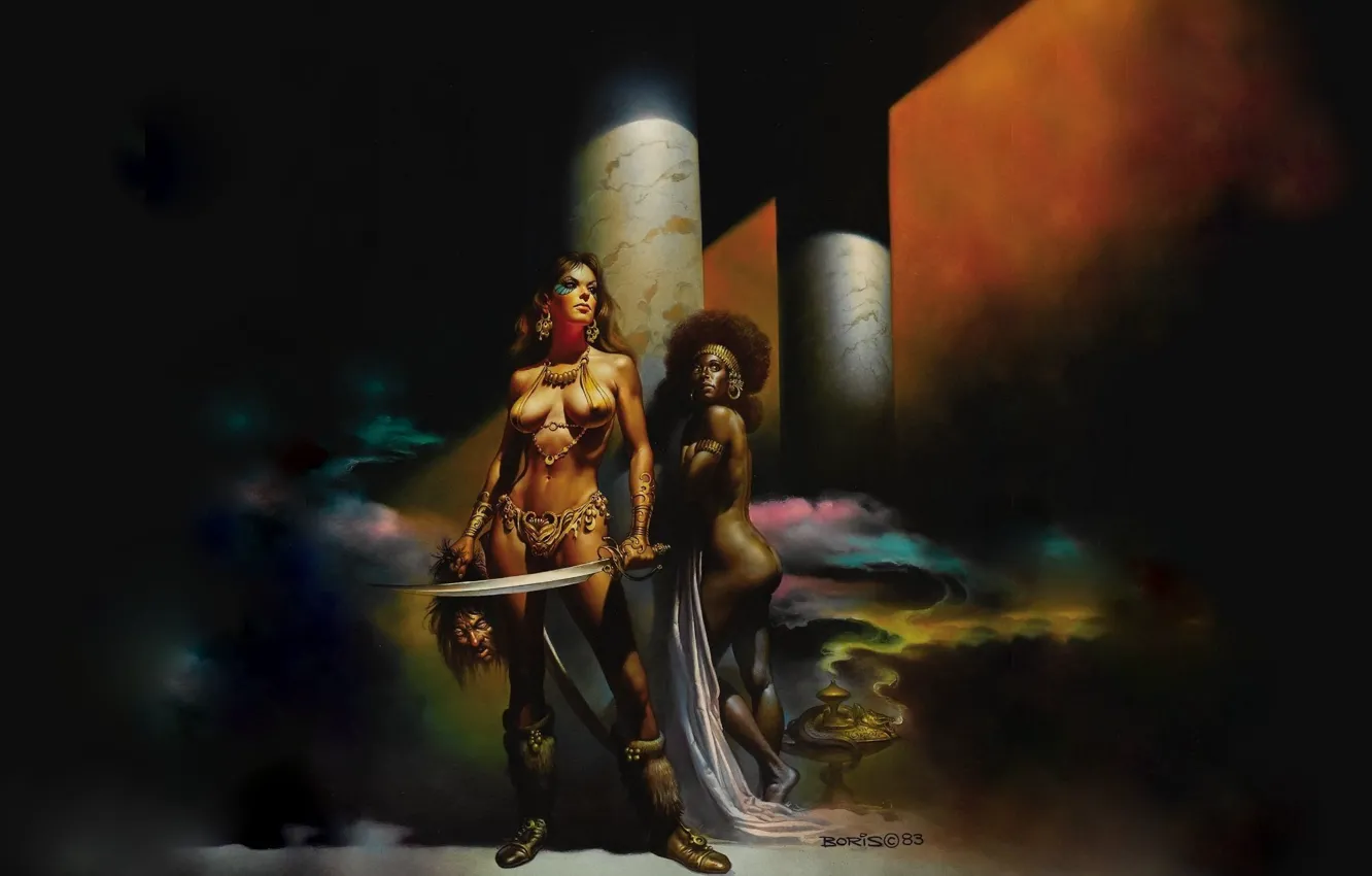 Photo wallpaper ass, chest, executioner, the executioner, barebikini, Boris Vallejo, Boris Vallejo