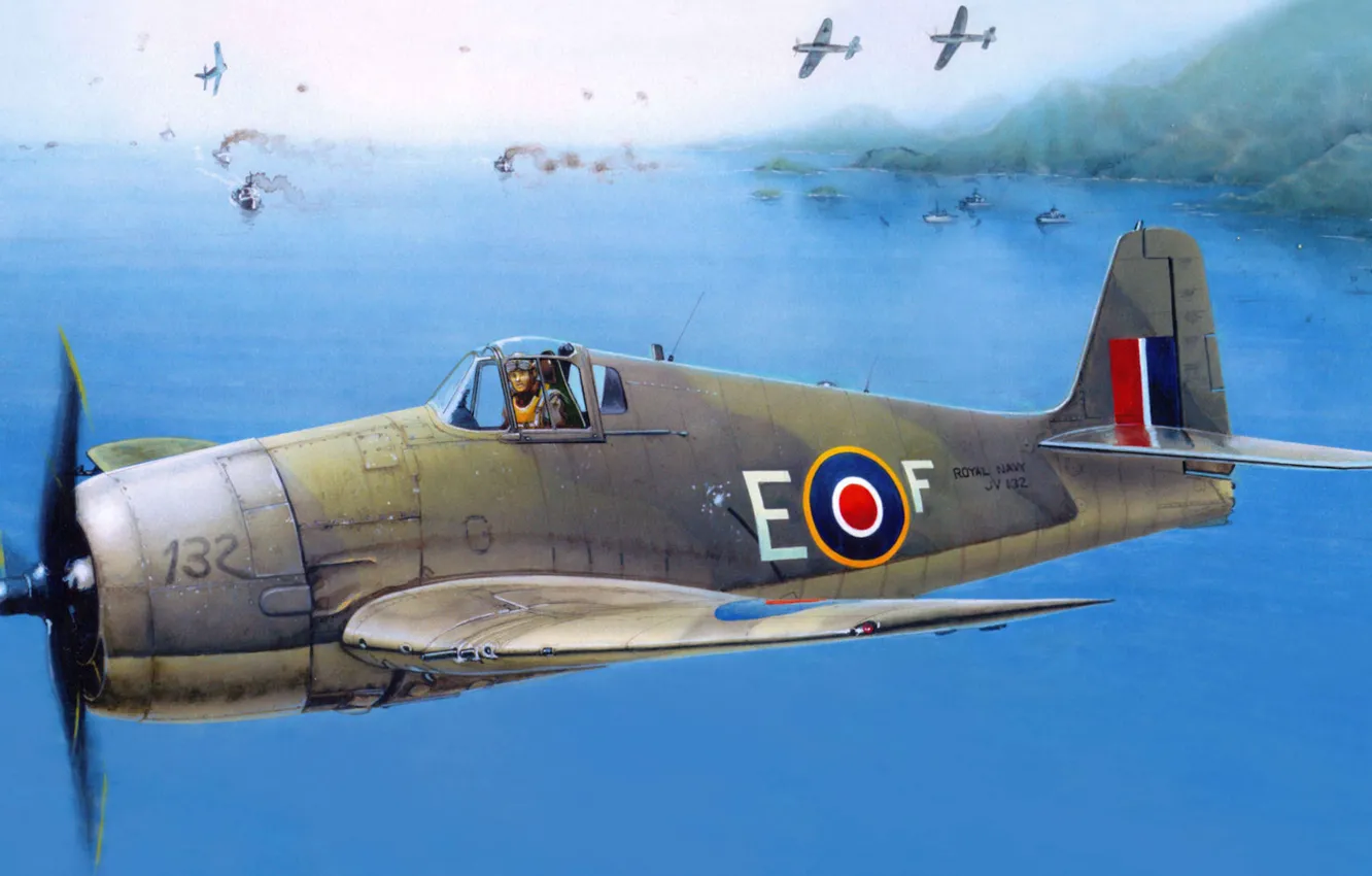 Photo wallpaper figure, fighter, art, Mk. III, Royal Navy, Mk. II, British Hellcat