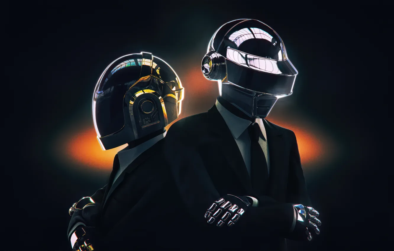 Photo wallpaper Music, Daft Punk, dark background, Electronic music duo, Daft Punk Helmet, Dark Aesthetic
