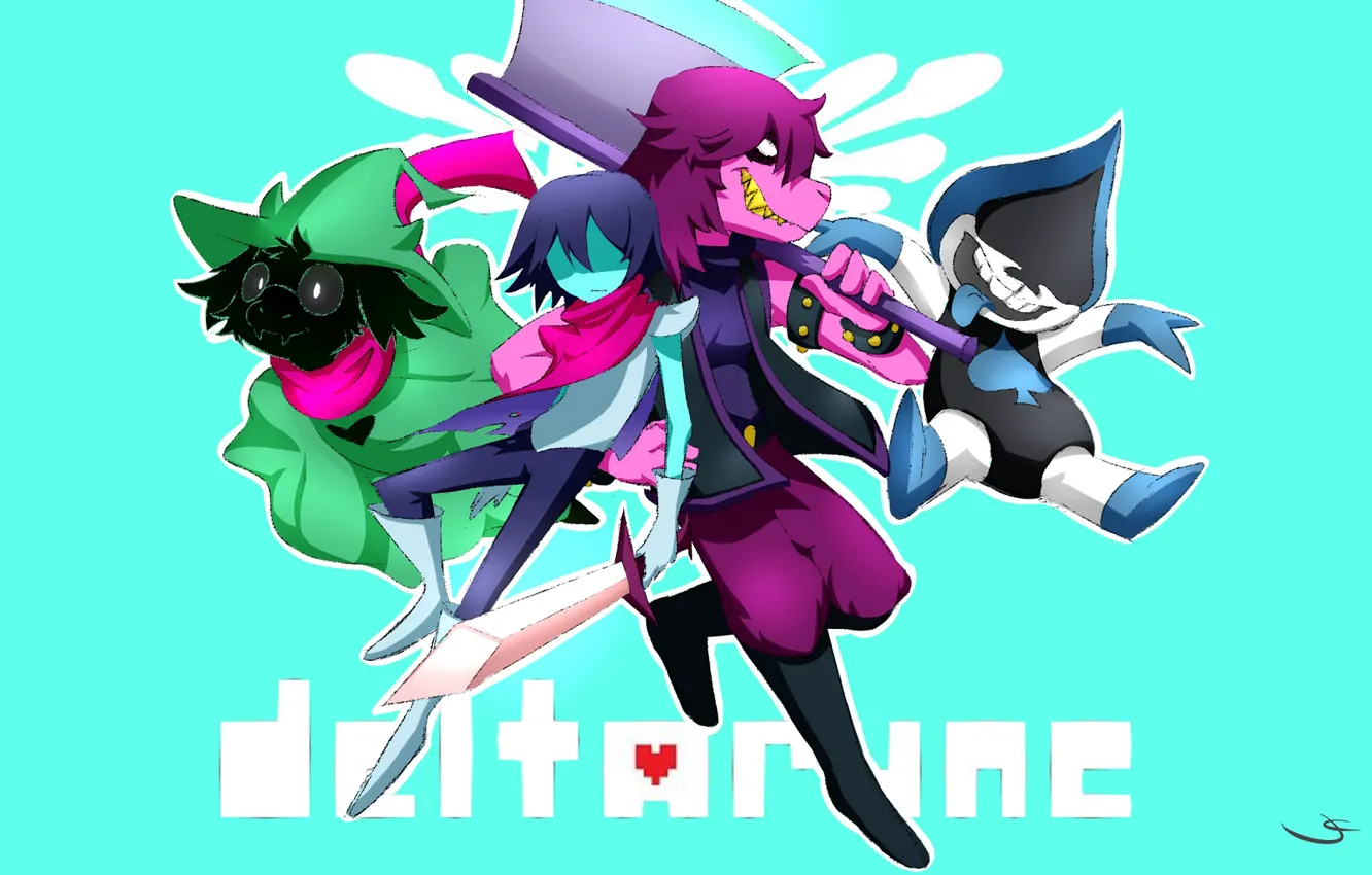 Photo wallpaper the game, characters, turquoise background, Deltarune
