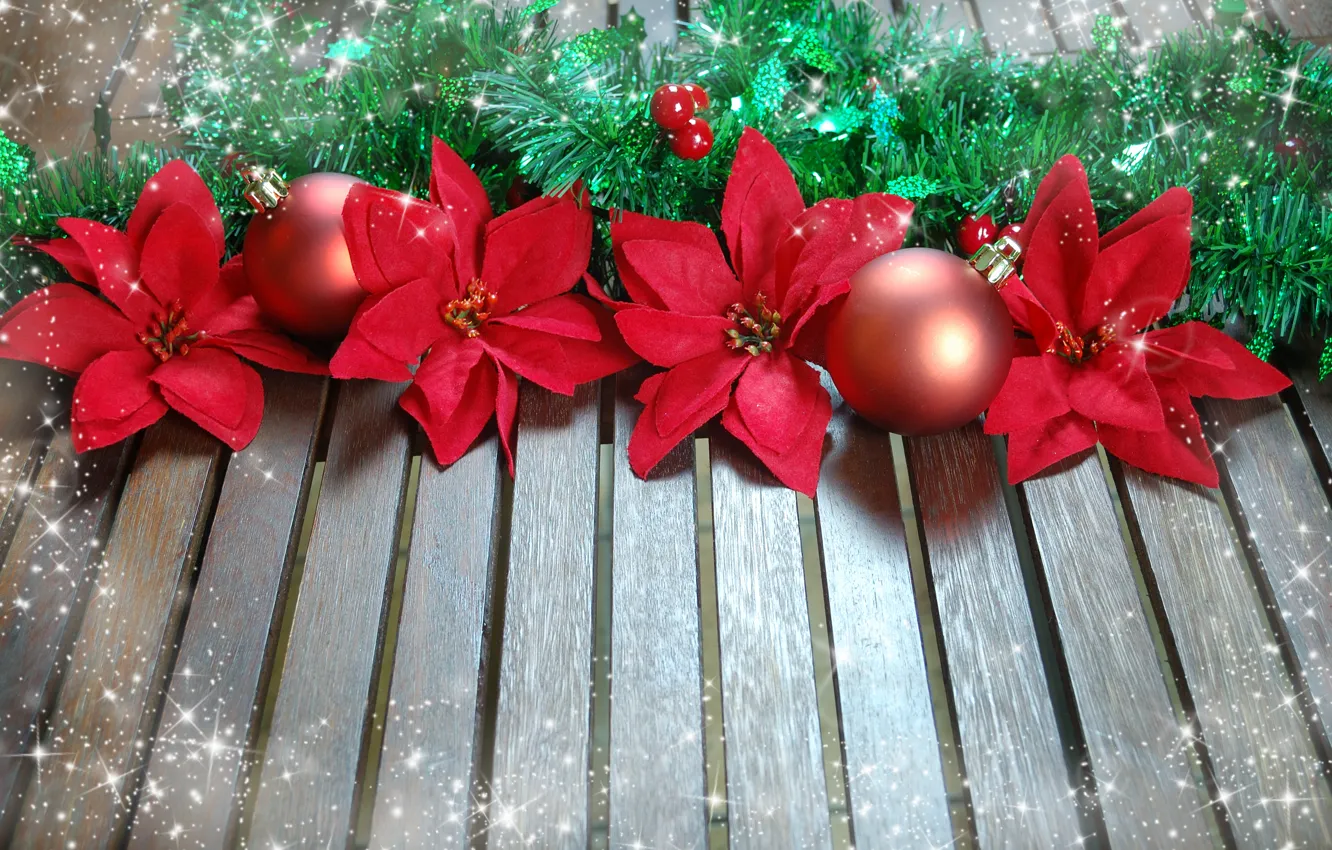 Photo wallpaper decoration, flowers, new year, Christmas, Christmas, decoration, Merry
