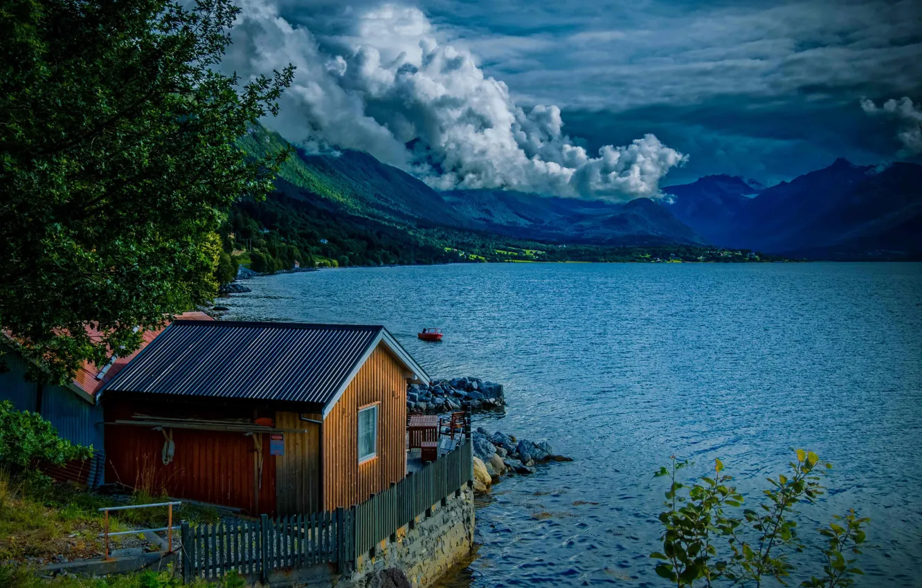 Photo wallpaper lake, photo, mountain, Norway, Isfjorden