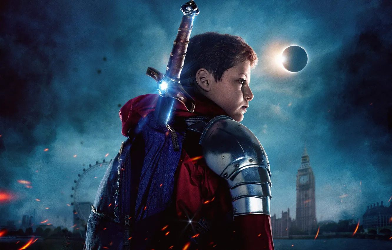 Photo wallpaper sword, armor, fantasy, adventure, poster, Tom Taylor, 2019, The Kid Who Would Be King