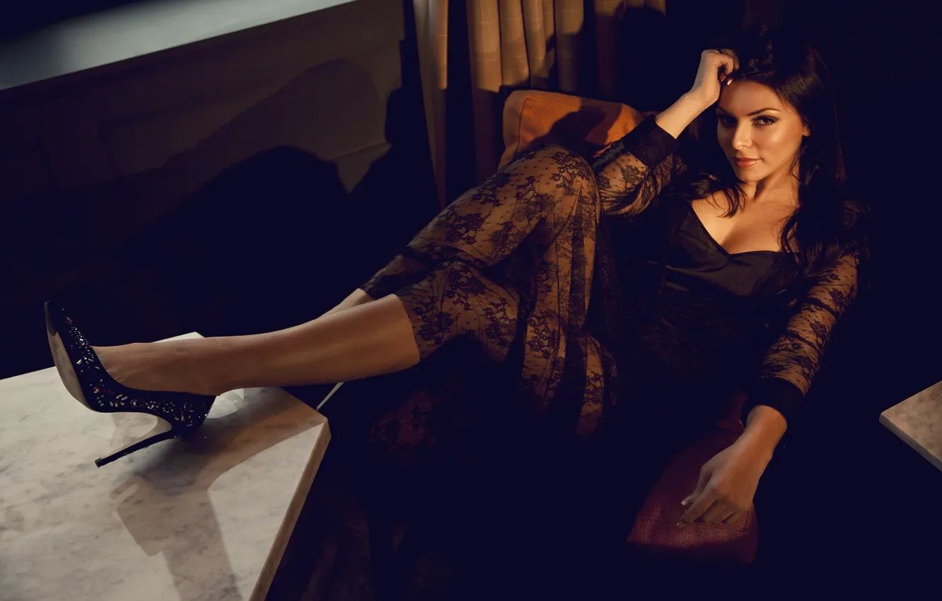 Photo wallpaper look, girl, pose, heels, legs, the temptation, photographer, face