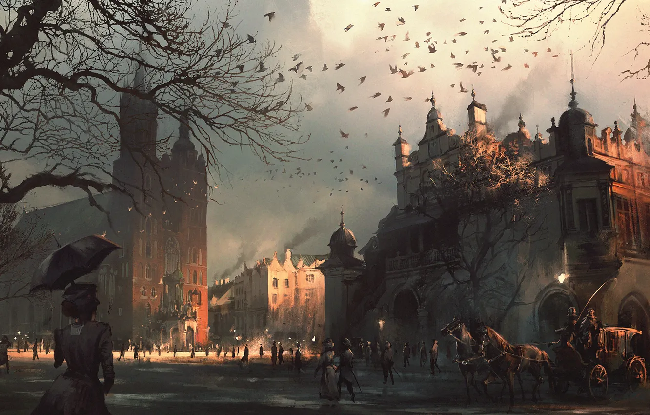 Photo wallpaper the city, art, Poland, Church, painting, Warsaw