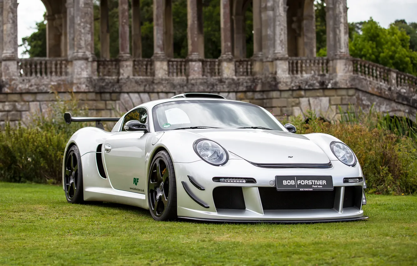 Photo wallpaper Porsche, white, grass, Front, CTR 3, Reputation