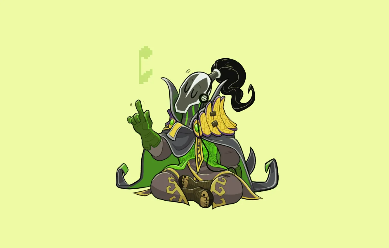 Photo wallpaper notes, music, headphones, art, chibi, dota 2, Rubick, Grand Magus