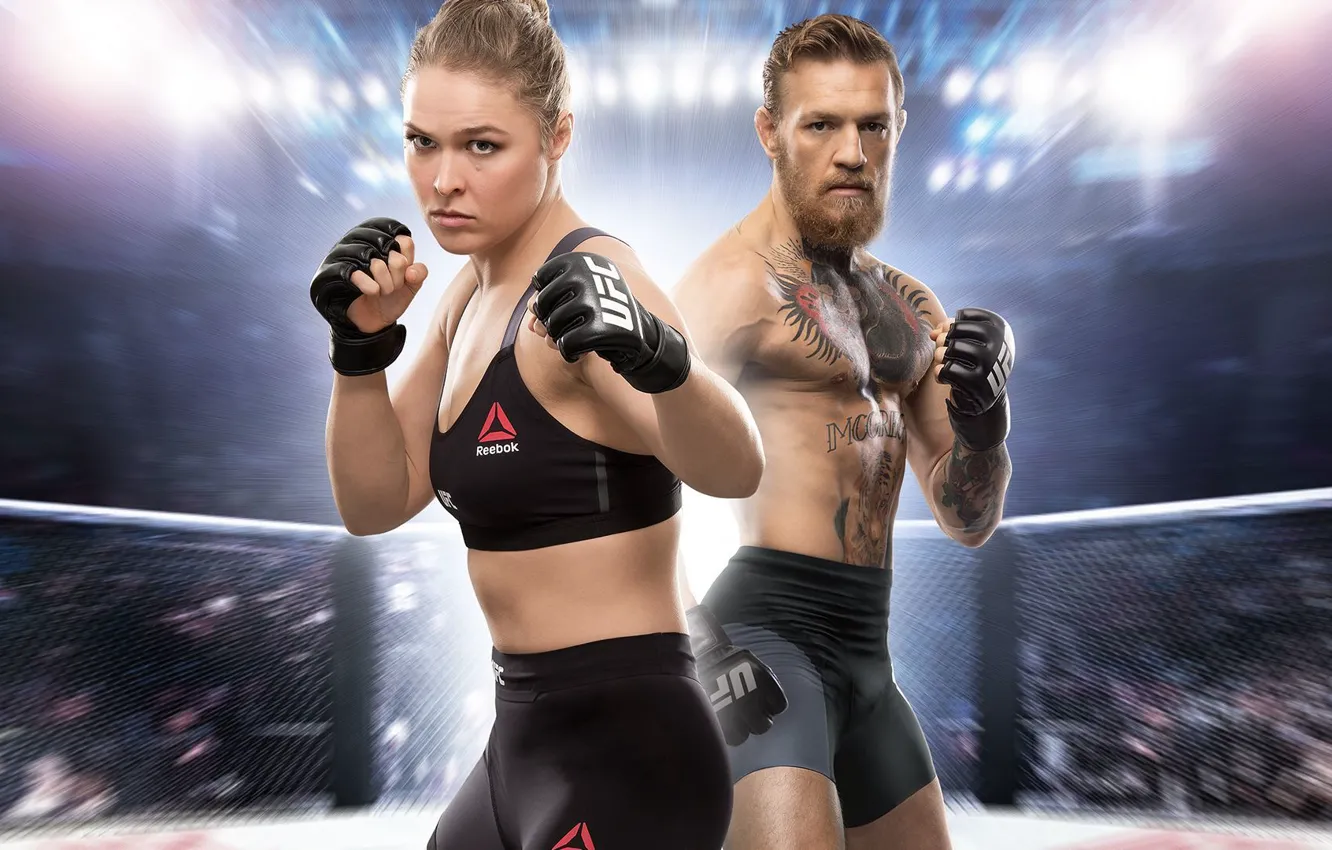 Photo wallpaper girl, guy, the ring, fighter, the audience, Electronic Arts, Ronda Rousey, Rhonda Rauzi