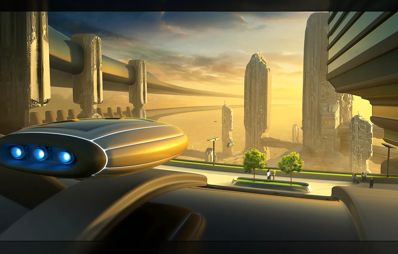 Photo wallpaper the city, skyscrapers, future