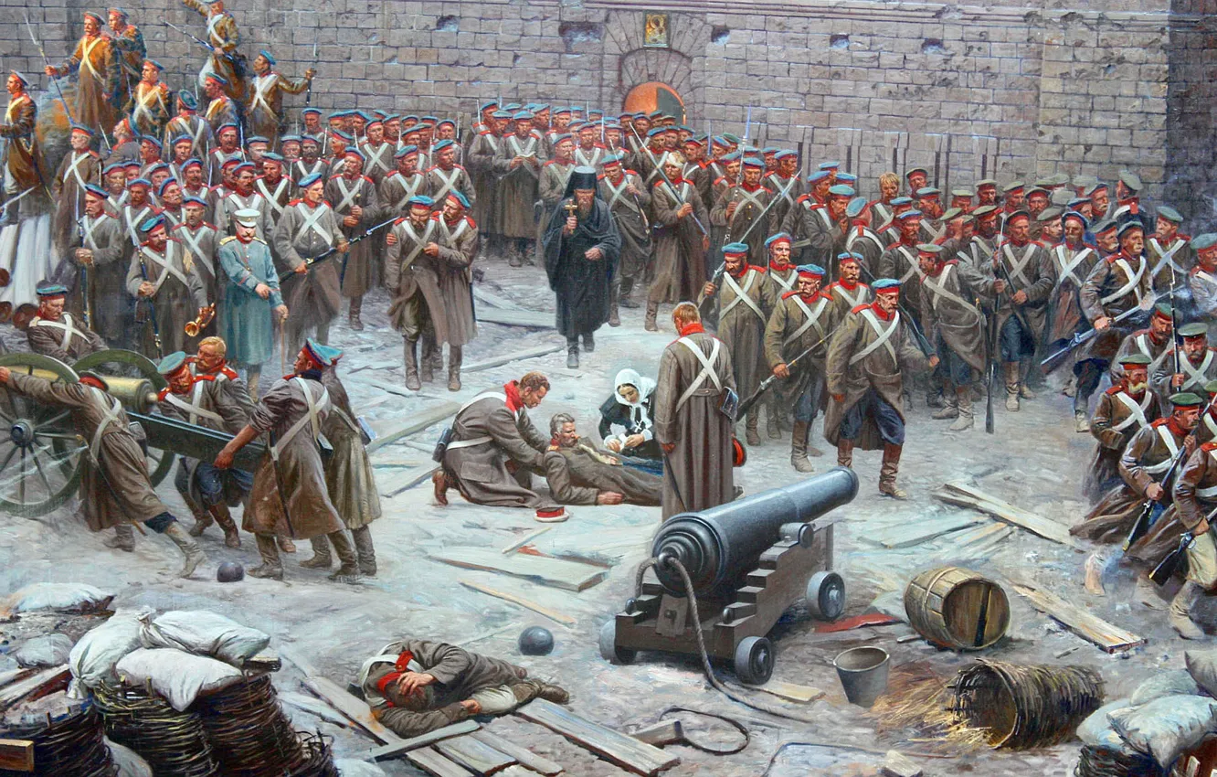 Photo wallpaper picture, panorama, painting, Defense Of Sevastopol, siege, Bastion, 1854-1855