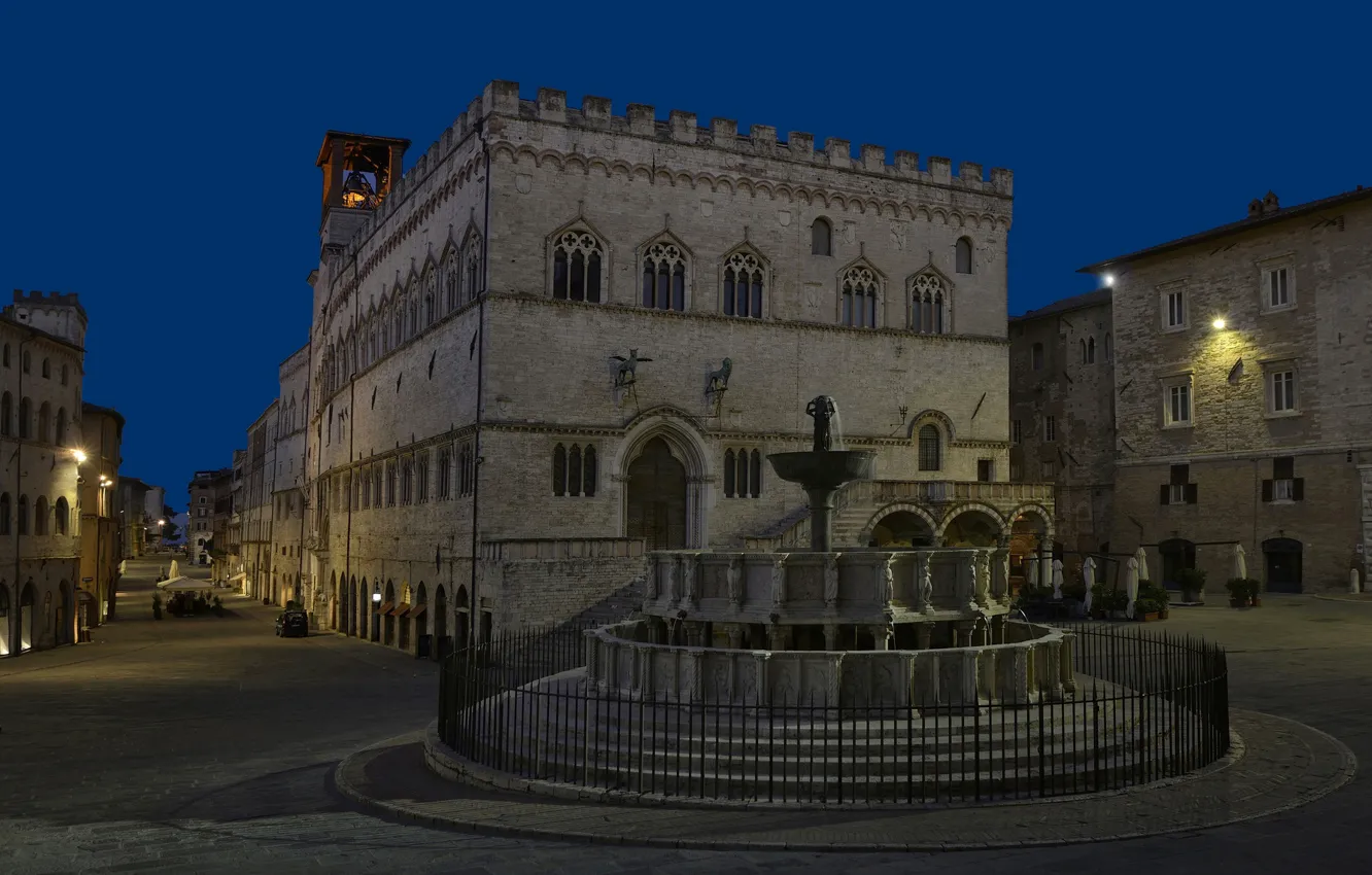 Photo wallpaper area, Italy, fountain, Umbria, Perugia